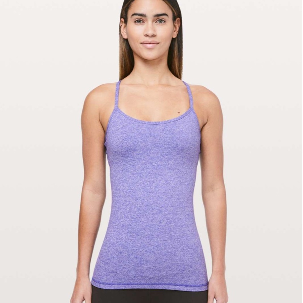 Lululemon Power Y Tank Heathered Iris Flower Shelf Bra Racerback